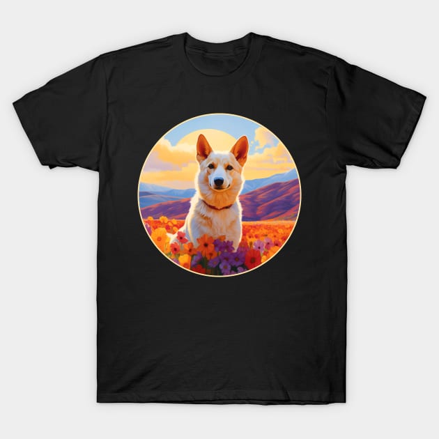 Canaan Dog Mountain Flower Cute Colorful Puppy T-Shirt by Sports Stars ⭐⭐⭐⭐⭐